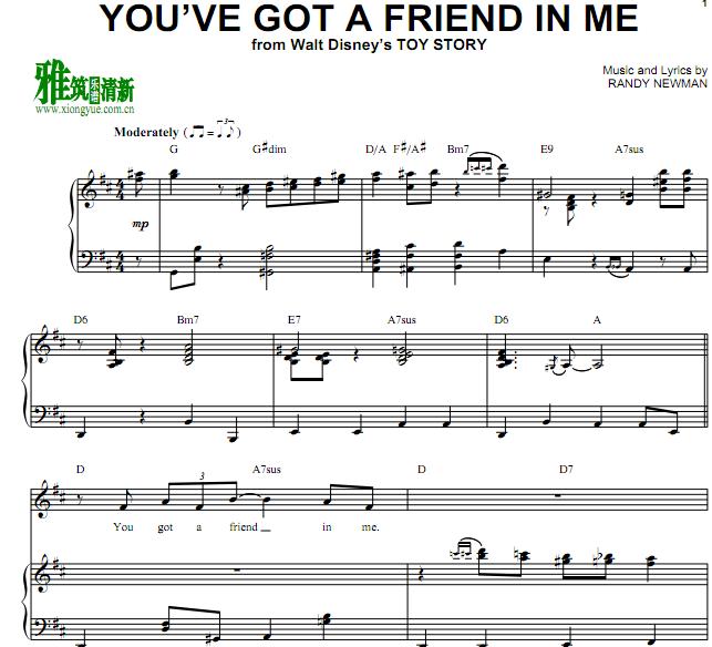 Toy Story 玩具总动员 You've Got a Friend In Me钢琴伴奏谱