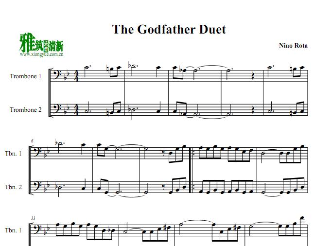 教父Godfather长号二重奏谱
