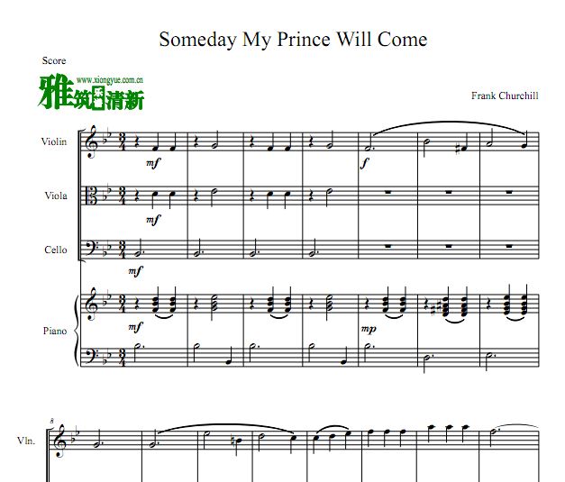 Someday My Prince Will Come钢琴四重奏谱