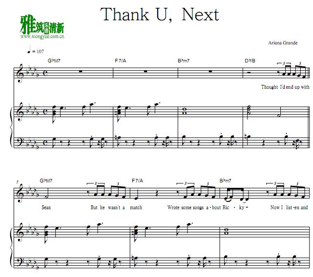 Ariana Grande - thank u ,next钢琴伴奏谱