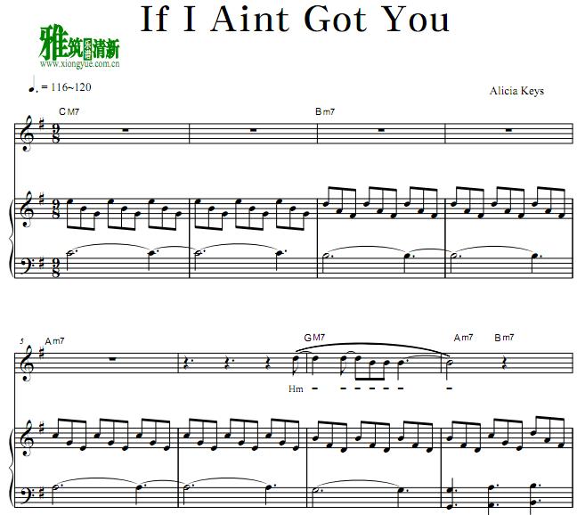 Alicia Keys - If I Ain't Got You钢琴伴奏谱