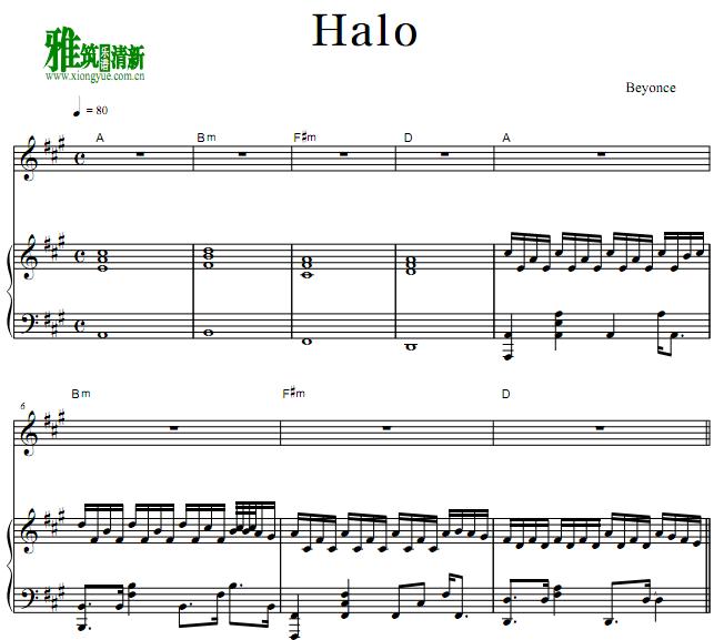 Beyonce - Halo钢琴伴奏谱