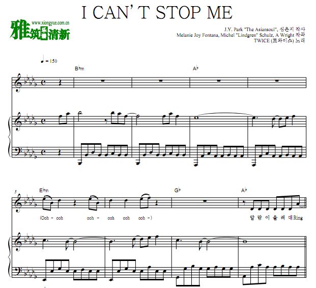 TWICE - I CAN'T STOP ME歌谱 正谱 钢琴弹唱谱