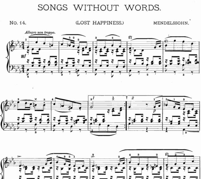 Mendelssohn门德尔松Songs without words 14钢琴谱