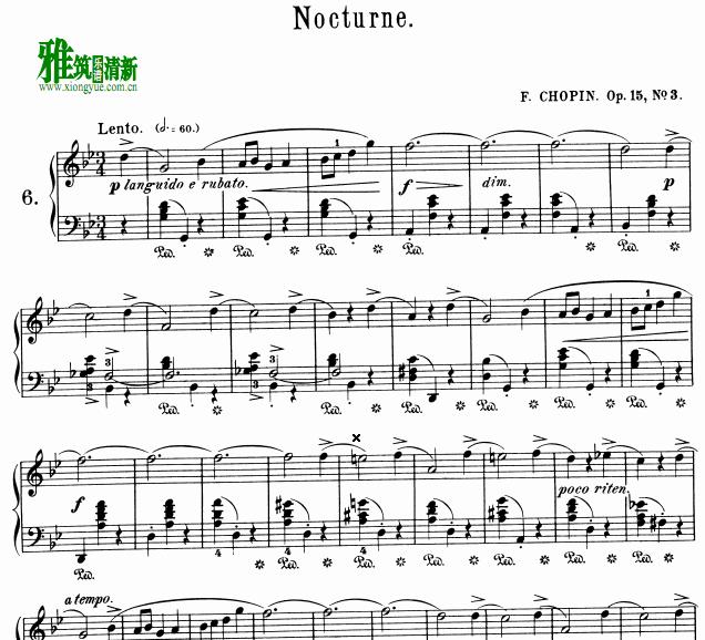 肖邦 Nocturne夜曲 op15 no3钢琴谱