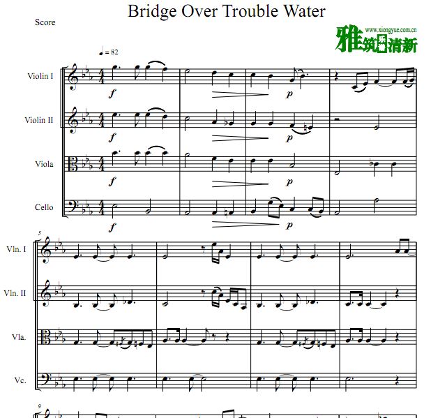 Bridge Over Troubled Water弦乐四重奏谱