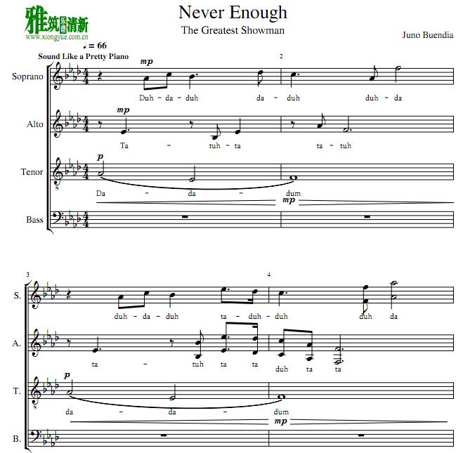马戏之王Never Enough阿卡贝拉谱-Acapella