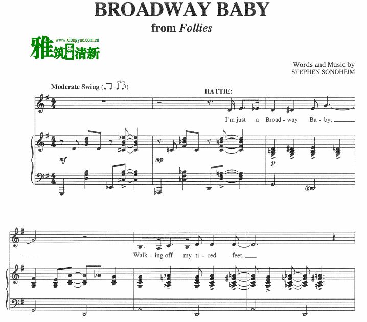 音乐剧 富丽秀Follies - Broadway Baby声乐谱 钢琴伴奏谱