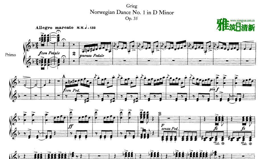 Grieg 挪威舞曲四手联弹谱