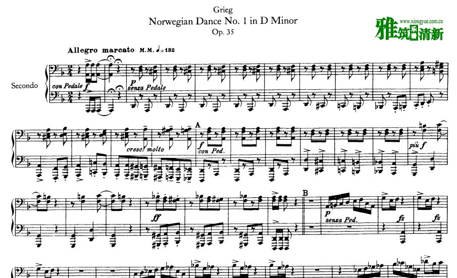 Grieg 挪威舞曲 Norwegian Dances, Op.35 四手联钢琴谱