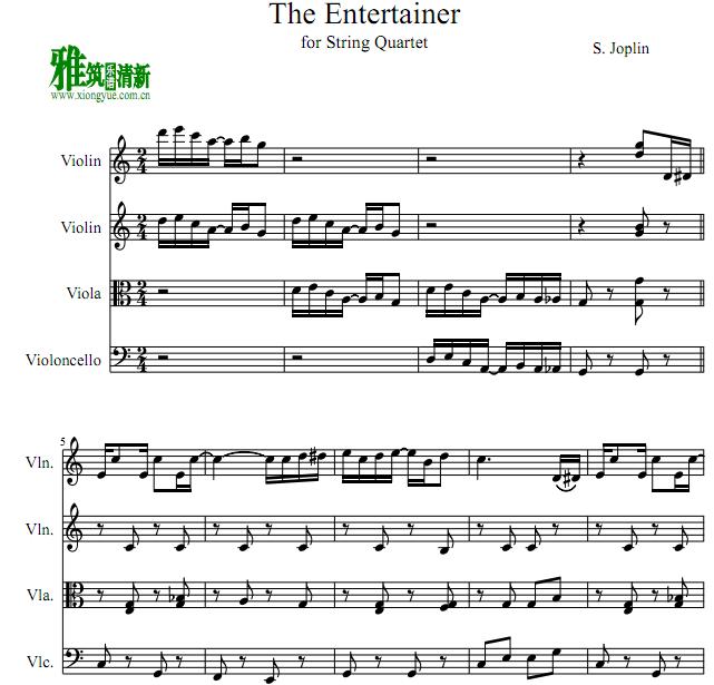 乔布林 侍者 The Entertainer弦乐四重奏谱