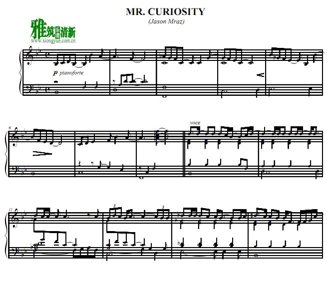 Jason Mraz - Mr. Curiosity钢琴谱