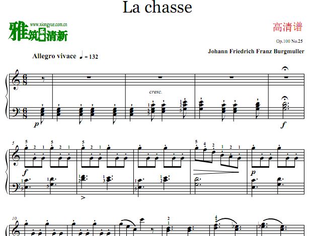 布格缪勒 行猎钢琴谱  Franz Burgmuller - La chasse钢琴谱