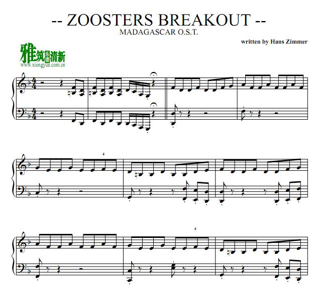 Zooster Breakout钢琴谱