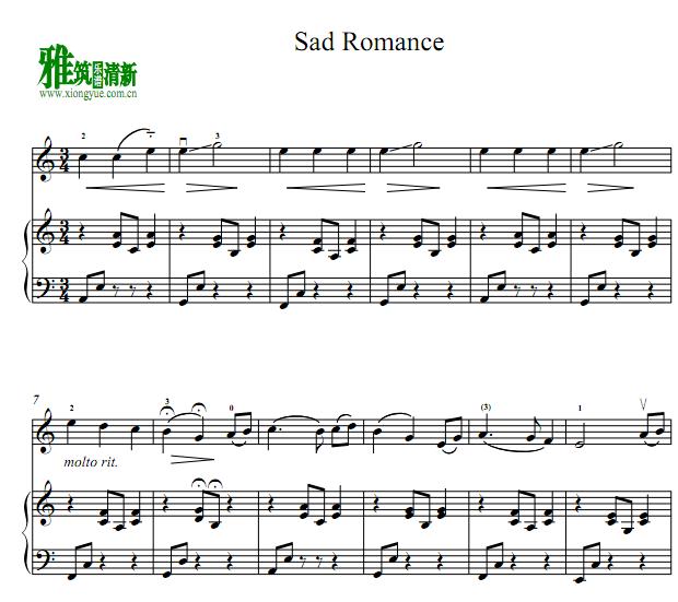 最终幻想Sad Romance小提琴钢琴伴奏谱