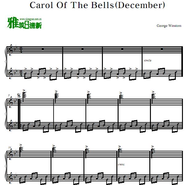 George Winston - Carol Of The Bells(December)钢琴谱