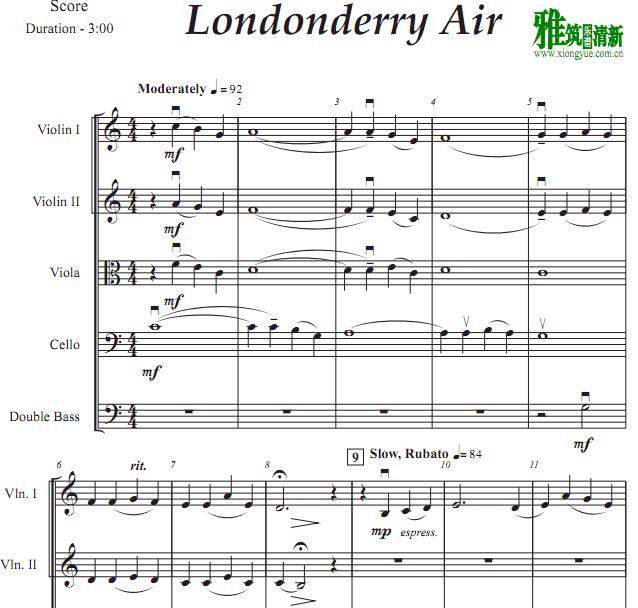 伦敦德里小调 Londonderry Air交响弦乐总谱