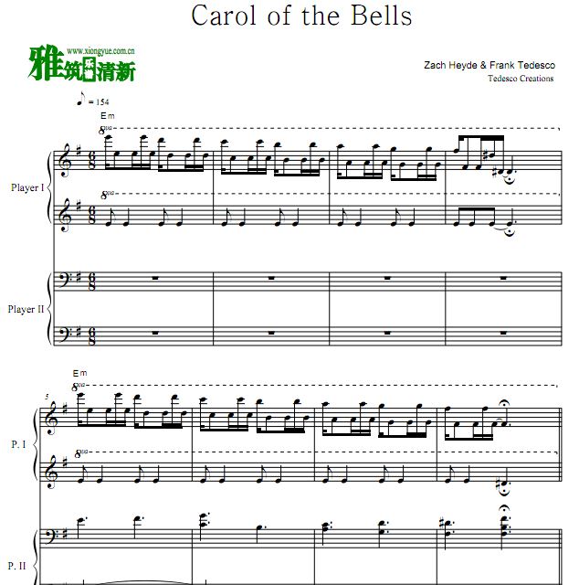Heyde & Tedesco - Carol of the Bells四手联弹谱