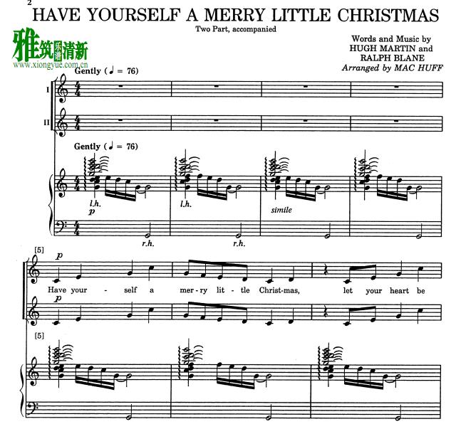 have yourself a merry little christmas 2声部合唱钢琴伴奏谱