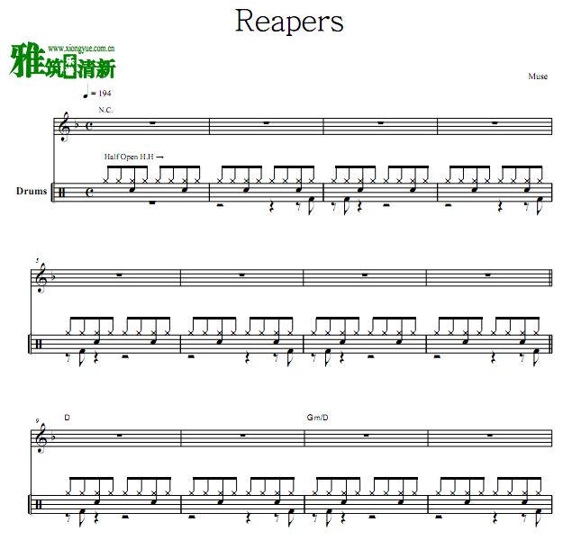 缪斯乐队  Reapers鼓谱