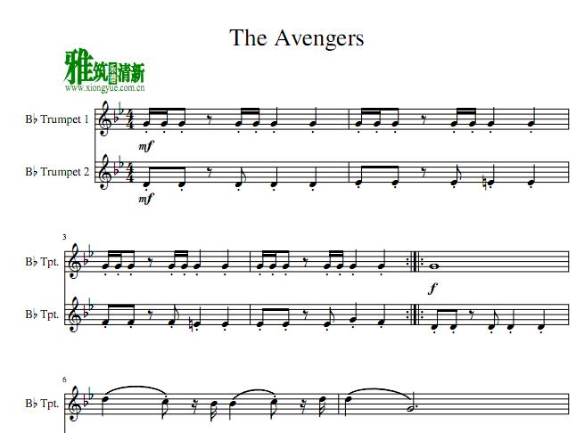 复仇者联盟The Avengers小号二重奏谱