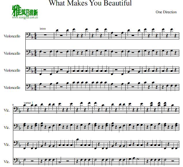 What Makes You Beautiful大提琴四重奏谱
