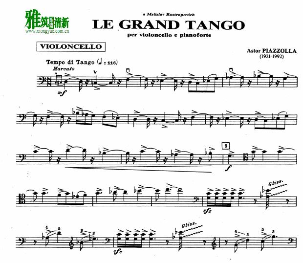 PIAZZOLLA皮亚佐拉 - Le Grand Tango大提琴谱