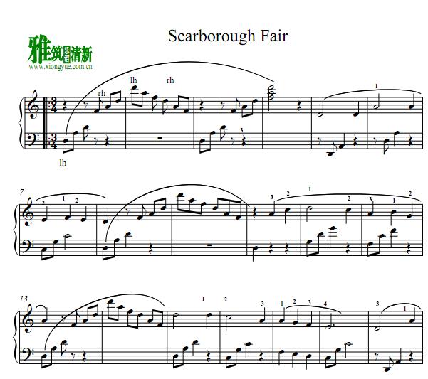 斯卡布罗集市 Scarborough Fair竖琴谱