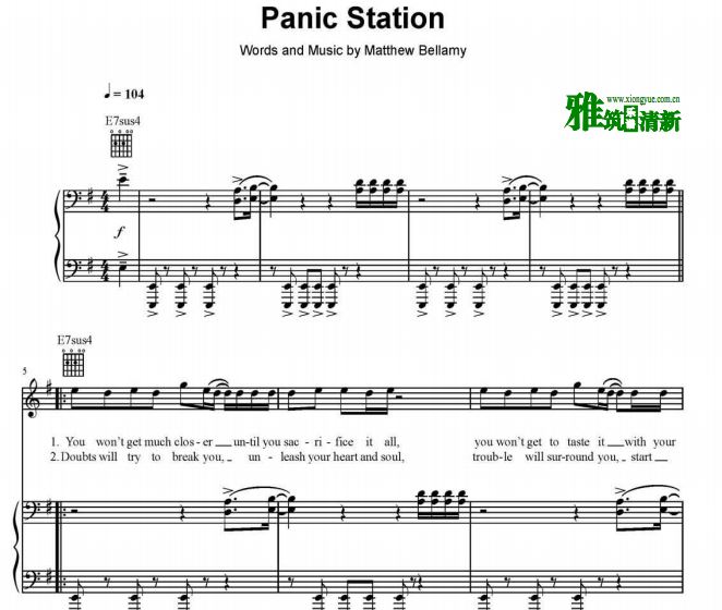 Muse - Panic Station钢琴弹唱歌谱 正谱