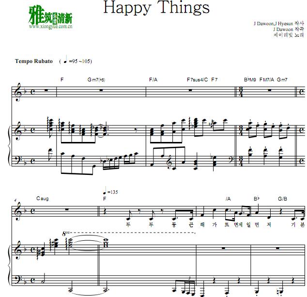 J Rabbit - Happy Things钢琴伴奏谱