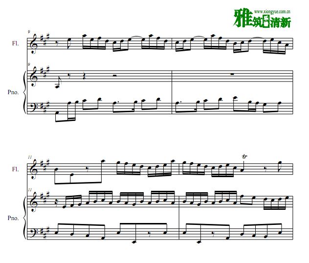 巴赫 A大调长笛奏鸣曲钢琴伴奏谱 BWV 1032