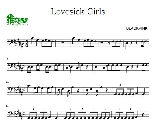blackpink - lovesick girls大提琴谱