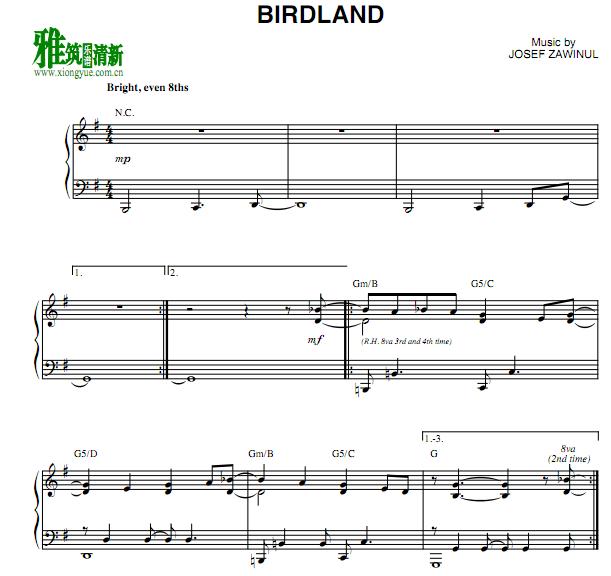 Josef Zawinul - Birdland钢琴谱