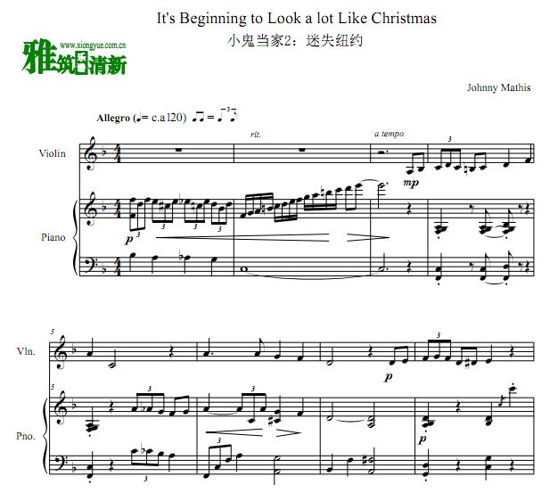 It's Beginning to Look a Lot Like Christmas小提琴钢琴伴奏谱