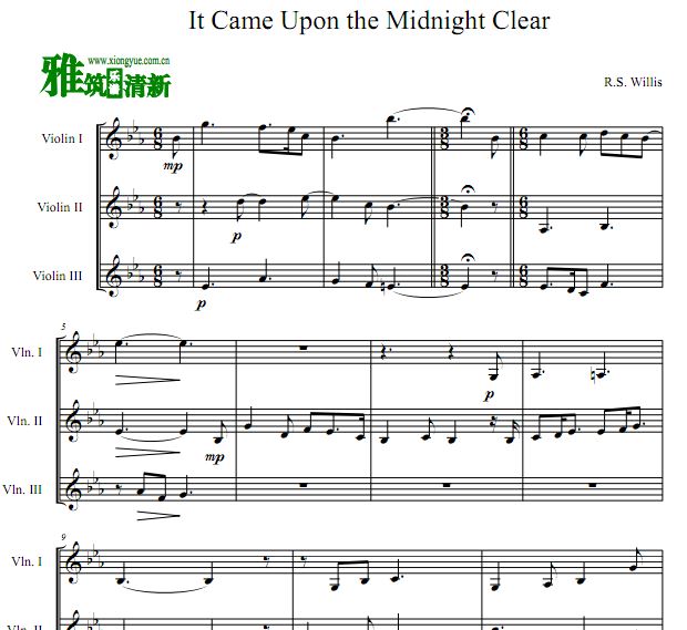 It Came Upon the Midnight Clear 圣诞夜歌三小提琴合奏谱