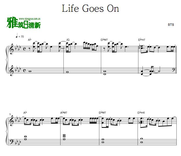 BTS - Life Goes On钢琴谱