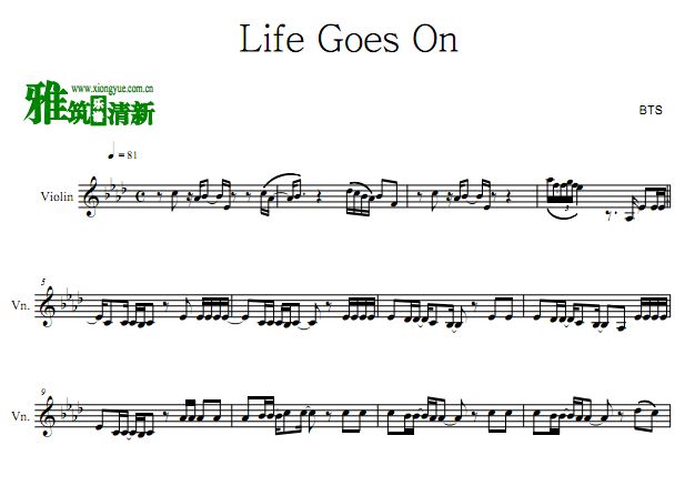 BTS防弹少年团 Life Goes On小提琴谱