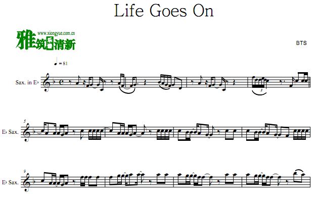 防弹少年团 Life Goes On萨克谱 降E