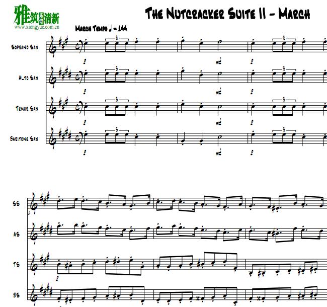 柴可夫斯基胡桃夹子进行曲 nutcracker march萨克斯四重奏谱