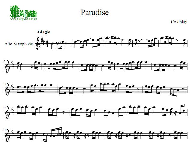 Coldplay - Paradise萨克斯谱