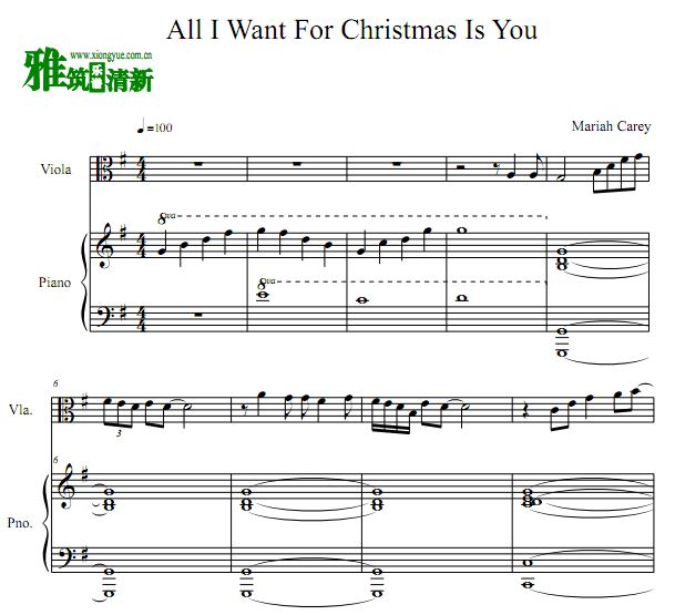 All I Want For Christmas Is You中提琴钢琴伴奏谱