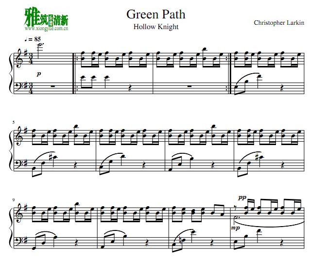 空洞骑士Hollow Knight - Green Path钢琴谱