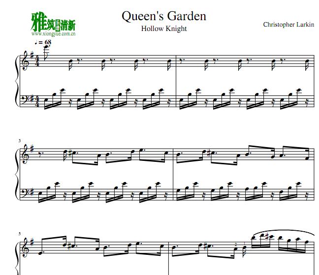 空洞骑士Hollow Knight - Queens Garden钢琴谱