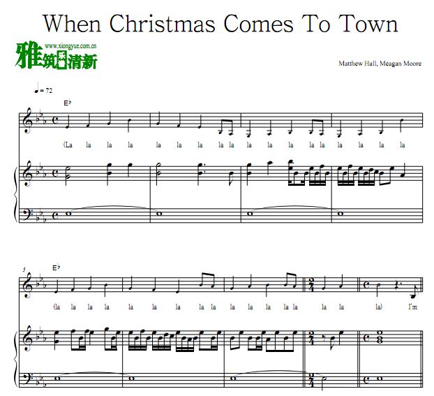 When Christmas Comes To Town歌谱 钢琴弹唱谱
