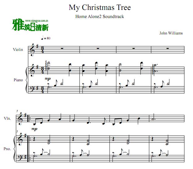 小鬼当家 My Christmas Tree小提琴钢琴伴奏谱