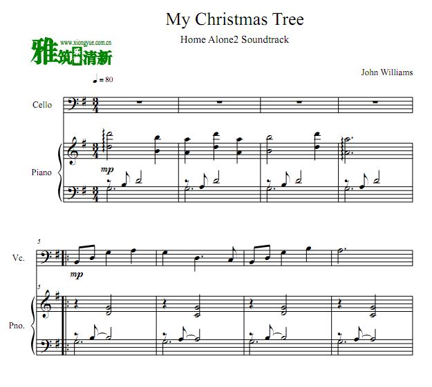 My Christmas Tree大提琴钢琴伴奏谱