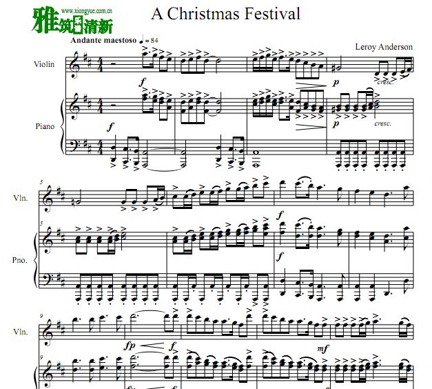 圣诞节日 A Christmas Festival 小提钢琴合奏谱