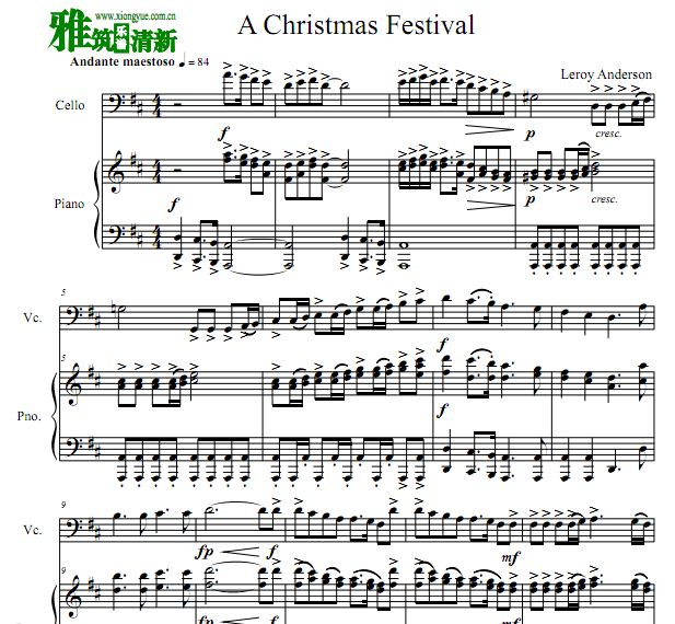 圣诞节日 A Christmas Festival大提琴钢琴伴奏谱