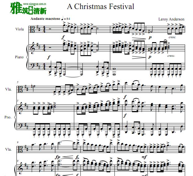 A Christmas Festival 圣诞节日中提琴钢琴伴奏谱