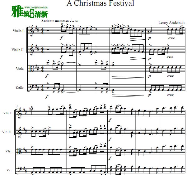 圣诞节日 A Christmas Festival弦乐四重奏谱